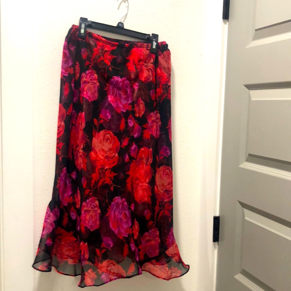 NY Collection midi floral skirt